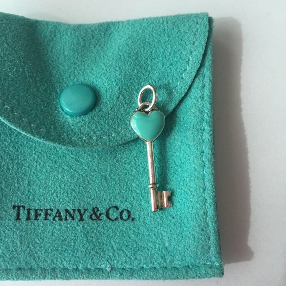 ADORABLE! Tiffany & Co. Sterling Silver Blue Enamel Key Charm ONLY